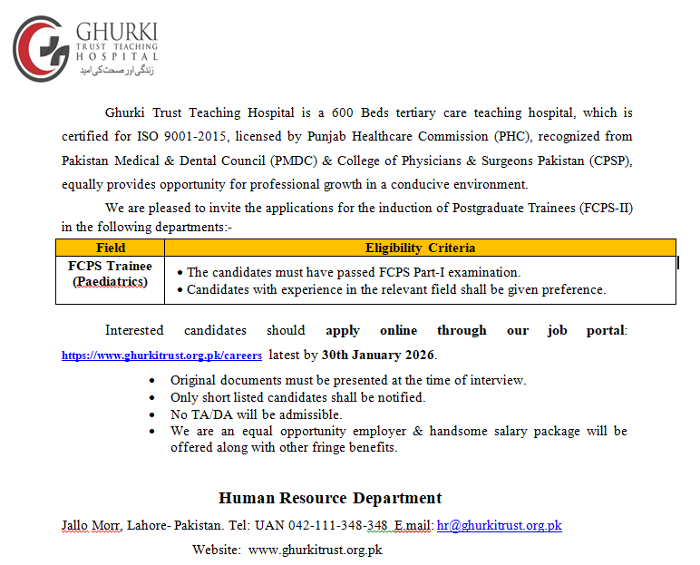 FCPS Trainee (Paediatrics)